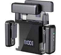 Wireless Microphone for iPhone 15 16, Android, PC,Lavalier Mini Mic for Video Recording, Vlogging, Podcast, Clip on Lapel Microphone with Noise Reduction, 20H Charging Case, 200FT Transmission
