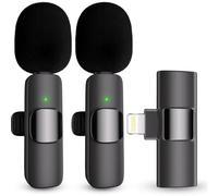 Wireless Microphone for iPhone, iPad, Cordless Lavalier Lapel Omnidirectional Condenser Recording Mic for Video Recording, Live Streaming, Interview Podcast Vlog YouTube Tiktok(2 Pack)