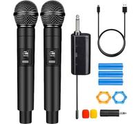 Wireless Microphone for Singing Portable Rechargeable Dual Handheld Cordless Metal Singing Microphone for 2 People for Speech, Church, Party, Home KTV, DJ,Wedding