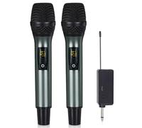 Wireless Microphone For Singing with Rechargeable Receiver Metal Cordless Handheld Mic for Home Karaoke Meeting Party Church Wedding KTV (1T2R)