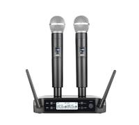 Wireless Microphone Handheld Dual Channels UHF Fixed Frequency Dynamic Mic For Karaoke Wedding Party Band Church Show