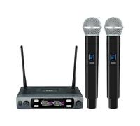 Wireless Microphone Handheld Dual Channels UHF Fixed Frequency Dynamic Mic For Karaoke Wedding Party Band Church Show