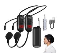 Wireless Microphone Headset - Worn Rechargeable With Transmitter And Receiver | Clear Sound, Low Noise, Long Range | Wirelesss Headsets For Talking, Teaching And Fitness