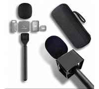 Wireless Microphone Holder with Hard Case Mic Flag Windshield Handheld Kit | Portable handheld adapter travel storage bag for interview accessories. For DJI Mic 3 2 Mic Mini 2 2s, Rode, Hollyland