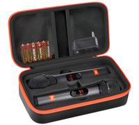 Wireless Microphone Housing Compatible with JBL Wireless Two Microphone System, Handheld Dual Mic Travel Bag for Singing or Karaoke for Receiver, Adapter, AA Batteries - Black (Box Only), black, 11*6