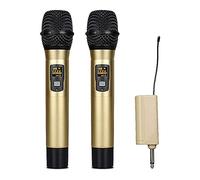 Wireless Microphone, Karaoke Mic System with Portable Receiver And 2 Rechargeable Handhold Microphone, UHF Dynamic Cordless Mics Set for Party Supplies, Live Event