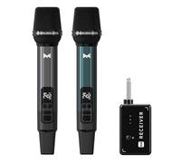 Wireless Microphone, Metal Dynamic Wireless Microphones with One-to-One Chip Connection and Rechargeable Receiver, 40H Duration, 200FT Range Receiving, Volume Control Karaoke Microphone for Singing