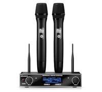 Wireless Microphone, Metal Professional UHF Wireless Dynamic Coil Handheld Microphone System, Dual Channel, Suitable for Home Karaoke, Meetings, Parties, Churches, DJs, Weddings, Home KTV Sets