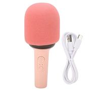 Wireless Microphone, One Piece AI Intelligent Voice Ordering Handheld 5 Ambient Light Modes Singing Microphone for Party for Adult (Pink)