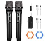 Wireless Microphone, Professional Dual-Handheld Dynamic Wireless Microphone System With Rechargeable Receiver, 200 Feet, Plug And Play, Ideal For Presentations, Weddings, And Public Address Systems