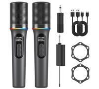 Wireless Microphone, Professional Handheld Dynamic Mic with Rechargeable Receiver, 5-Level Volume Adjustment, Dynamic RGB Lighting, 40-Hour Battery Rechargeable Microphone for Karaoke and Weddings.