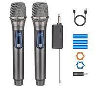 Wireless Microphone,Rechargeable Wireless Dual UHF Microphone,Dual Handheld Dynamic Wireless Mic for Karaoke Singing, Wedding, DJ, Party, Speech, Church, Class Use