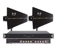 Wireless Microphone Signal Amplifier, UHF Antenna Power Distribution System, 8 Input/Output Ports, 1000m Signal Enhancement, 450-950MHz, 2 Active Antennas, for Stage Performance,Wedding