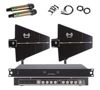 Wireless Microphone Signal Amplifier, UHF Antenna Power Distribution System with 2 Active Directional Antennas, 8 Inputs/Outputs, 400-950MHz Frequency Range