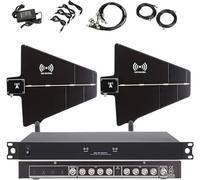 Wireless Microphone Signal Amplifier with UHF Antenna Distribution System, 8/16 Ports, 400-950MHz Frequency Range, Includes 2 Active Directional Antennas for Enhanced Audio Transmission