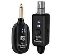 Wireless Microphone System 2.4GHz Transmitter and Receiver Pair for Audio Mixer, Electric Guitar, Dynamic Mic, 30m Range, 10H Battery, 20Hz-20kHz Frequency For Response