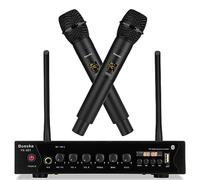 Wireless Microphone System, 262ft Range UHF Dual Cordless Handheld Mic Set for Home Karaoke, Singing, Speech, Party, Meeting, Church (Black(No Battery))