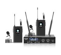 Wireless Microphone System, Cordless Lavalier Dynamic Mic, Dual UHF 200-Channel Professional Metal Microphones 328ft Long Range for Karaoke, Church, DJ, Wedding, Singing