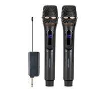 Wireless Microphone System, Dual Handheld Cardioid Mics with DSP, LCD Display, 2.4GHz, for Karaoke, Audio System, Mixer Cordless Dynamic Mic Micro Set for Singing, Wedding, DJ, Party, Speech,Gray