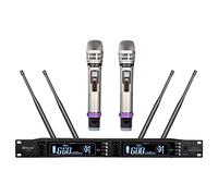 Wireless Microphone System, Guarda Audio 4 Antenna True Diversity Dual UHF Professional Cordless MIC Set, Ideal for DJ, Church, Outdoor Events, Up to Range 1000ft (U-80)