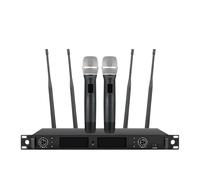 Wireless Microphone System True Diversity Dual Cordless Microphone Set 2x1000 Channels, 328ft For Stage