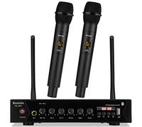 Wireless Microphone System, UHF Dual Cordless Handheld Microphones Set for Home Karaoke, Singing, Speech, Party, Meeting, Church, 262ft Range, Black