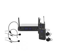 Wireless Microphone System with 2 Lavalier and 2 Headset Microphones