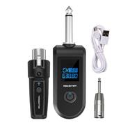 Wireless Microphone Transmitter and Receiver - 10 Channels Wireless Audio Dynamic Microphone Adapter,Rechargeable Transmitter and Receiver for Musical Instruments