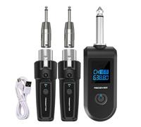 Wireless Microphone Transmitter Receiver, 10 Channel Rechargeable Wireless Audio Adapter Set for Electric Guitar, Bass, Mixer, and Sound System, Sturdy Construction