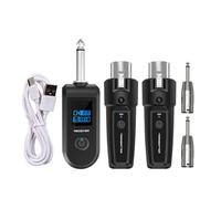 Wireless Microphone Transmitter Receiver, 10-Channel Recorder Adapter, Rechargeable Transmitter Set, Stable Signal, Low Latency Black for Audio Mixer, Electric Guitar, Bass