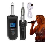 Wireless Microphone Transmitter Receiver - 10 Channels Condenser Adapter | Rechargeable Audio System For Guitar Bass Mixer Live Streaming Recording | Portable Instrument Converter Miic Adapters