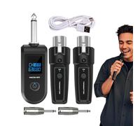 Wireless Microphone Transmitter Receiver - ABS Zinc Alloy 10 Channel Rechargeable Condenser Adapter 30-50m Range | Wireless Audio Converter for Mixer Electric Guitar Bass