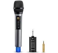 Wireless Microphone, Uhf Metal Dynamic Handheld Karaoke Mic, Rechargeable Receiver (Work 6hs),160ft Range, for Karaoke, Singing, Stage, Wedding, Speech, Karaoke Machine, Speaker, Amplifier, Mixer