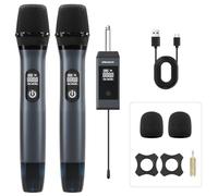 Wireless microphone, UHF metal handheld microphone system, suitable for karaoke, church, wedding, party singing -160 feet range, automatic connection. Exciting wireless karaoke microphone set