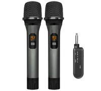 Wireless Microphone, VeGue UHF Cordless Dual Handheld Dynamic Mic Set with Rechargeable Receiver, for Karaoke Party, Voice Amplifier, PA System, Singing Machine, Church, Wedding, Meeting, 200ft (WM-2)