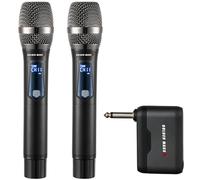 Wireless Microphone with AI Auto Match Channel, Professional Updated 2.4GHz Rechargeable 2 Pcs Microphones with 300 FT Extra Long Distance Stable Receiving for Karaoke Singing DJ Church Classroom