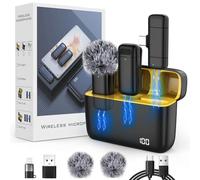 Wireless Microphone with Charging Case for iPhone,iPad,Android,Digital Display USB C Lavalier Mic Noise Reduction for Professional Recording,YouTube,Facebook,TikTok,Vlog Live Stream,Interview,Singing