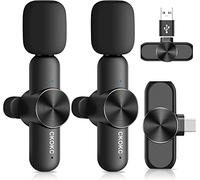 Wireless Microphones for Android Phone & Computer/Laptop, Mini Professional Wireless Lavalier Microphone for Video Recording Podcast Cordless Lapel Mic with USB C