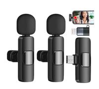 Wireless Microphones for iPhone, iPad, Android, 2 Pack Wireless Lavalier Microphone, 20M Transmission, Plug-Play, Noise Cancellation Mini Microphone for Interview, Video Podcast, Vlog, YouTube, TikTok