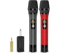 Wireless Microphones, Handheld UHF Metal Dual Cordless Dynamic Mic System with Rechargeable Receiver, 1/4" Output,160ft Range,Auto Connect for Karaoke, Speech, Wedding, Church, PA System,Party Singing