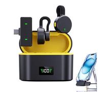 Wireless Microphones - Professional Noise Cancelling Lapel Microphone - Plug-Play Electronics Audio Accessories for Vlog Streaming Interviews Street Reporting Video Recording