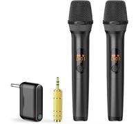 Wireless Microphones, Professional UHF Dual Microphone System, Plug and Play, Includes Dual-Channel Receiver for Karaoke, Speech, Wedding, Church, PA System