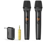 Wireless Microphones, Professional UHF Dual Microphones for Karaoke, Wireless Dynamic Microphone System with Dual-Channel Receiver, Plug and Play, Speech, Wedding, Church, PA System, Karaoke Machine