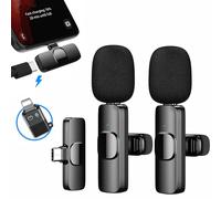 Wireless Microphones, Wireless Lavalier Microphone for iPhone/iOS/Android, Mic with 3 Level Noise Reduction Auto Sync for Recording, Plug-Play Bluetooth Microphone, Live Streaming, YouTube TikTok