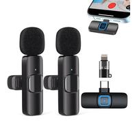 Wireless Microphones, Wireless Lavalier Microphone for iPhone/iOS/Android, Mic with 3 Level Noise Reduction Auto Sync for Recording, Plug-Play Bluetooth Microphone, Live Streaming, YouTube TikTok
