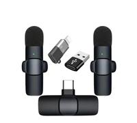 Wireless Microphones, Wireless Lavalier Microphone for iPhone/iOS/Android, Plug-Play Bluetooth Microphone, Mic with 3 Level Noise Reduction Auto Sync for Recording, Live Streaming, YouTube, TikTok