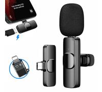 Wireless Microphones, Wireless Lavalier Microphone for iPhone/iOS/Android, Plug-Play Bluetooth Microphone, Mic with 3 Level Noise Reduction Auto Sync for Recording, Live Streaming, YouTube, TikTok