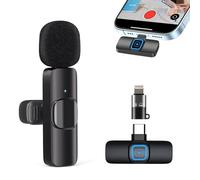 Wireless Microphones, Wireless Lavalier Microphone for iPhone/iOS/Android, Plug-Play Bluetooth Microphone, Mic with 3 Level Noise Reduction Auto Sync for Recording, Live Streaming, YouTube, TikTok