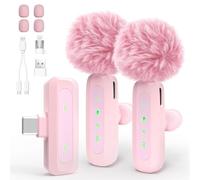 Wireless Mini Lavalier Microphone for iPhone iPad iOS Android Mobile Phone Pink