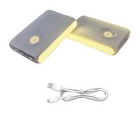 Wireless Motion Sensor Stair Lights - Rechargeable LED - 2 Pieces Warm Light - Magnetic Mounting for Hallway, Bathroom, Kitchen Cabinet, Port Counter